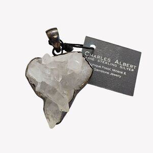 OOAK Charles Albert Sterling Silver Raw Quartz Crystal Cluster Pendant